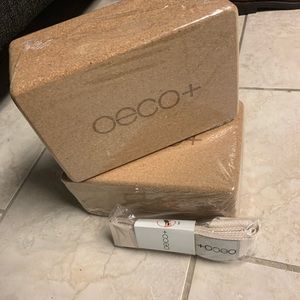 Cork yoga blocks and strap